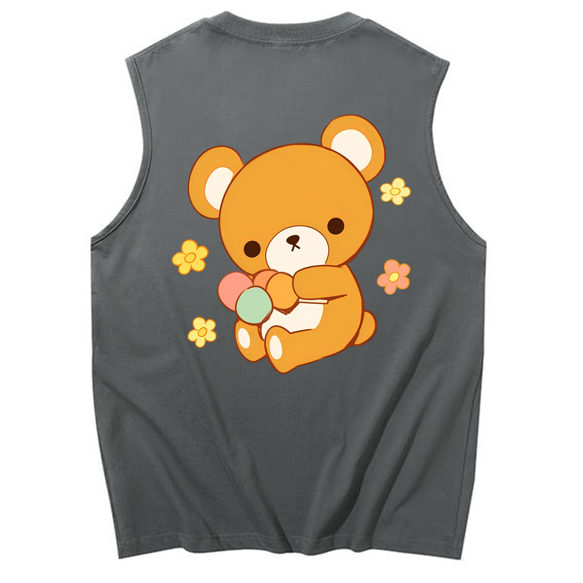 （画像用） リラックマ リラックマ キイロイトリ Rilakkuma Korilakkuma Kiiroitori コットン100％タンクトップ（背面プリント）